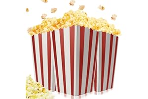 DODHEG 40 Popcorn Boxes, Cardboard Popcorn Containers for Parties,Picnics,etc .(red and White)