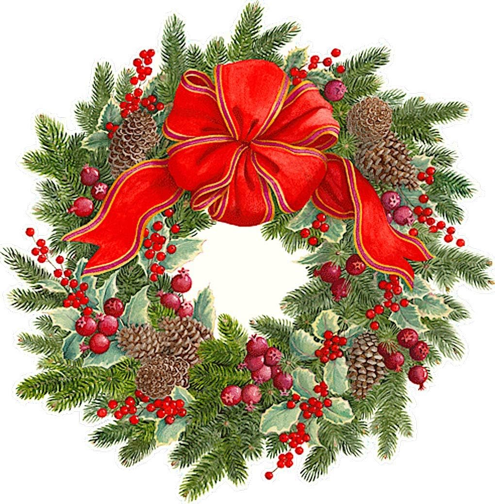 Caspari Evergreen Wreath Christmas Placemats Hard Die Cut Laminated