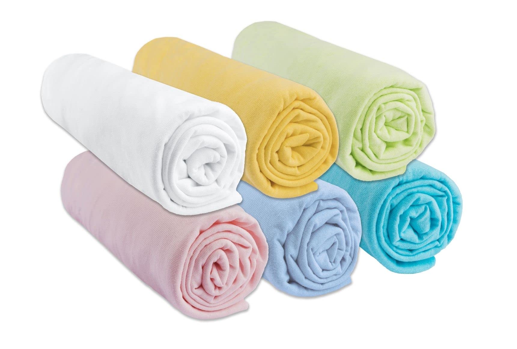 Set of 6 Fitted Sheets 50 x 100 cm Crib Bed | 100% Jersey Cotton | Multi-Coloured | Stretchy & Breathable | Healthy Sleep | Easy Sleep Brand | Oeko-Tex | Made in Europe (50 x 100 cm)