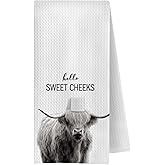 GCFET Highland Cow Bathroom Towels - Farmhouse Cow Decorative Hand Towels for Bathroom 16x24
