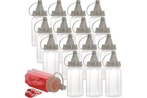 Hiceeden Set of 16 Mini Condiment Squeeze Bottles, 1.2oz/ 35ml Plastic Ketchup Bottles Squirt Honey Tomato Salad Dressing Con