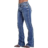 Flamingals Boot Cut Jeans for Women Mid Rise Butt Lifting Stretchy Trendy Bell Bottom Flare Denim Jeans