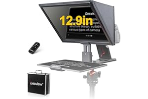 Desview T12S Teleprompter, 12.9 inch Mirror Aluminum Alloy Teleprompters with Remote Control, Compatible with ipad/Tablet/Camera, Easy Assembly Carry Case Included, Great Partner for Video Making