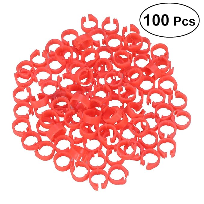 UEETEK 100 Stück Ringe Clip für Tauben Papagei Vogel (Orange)