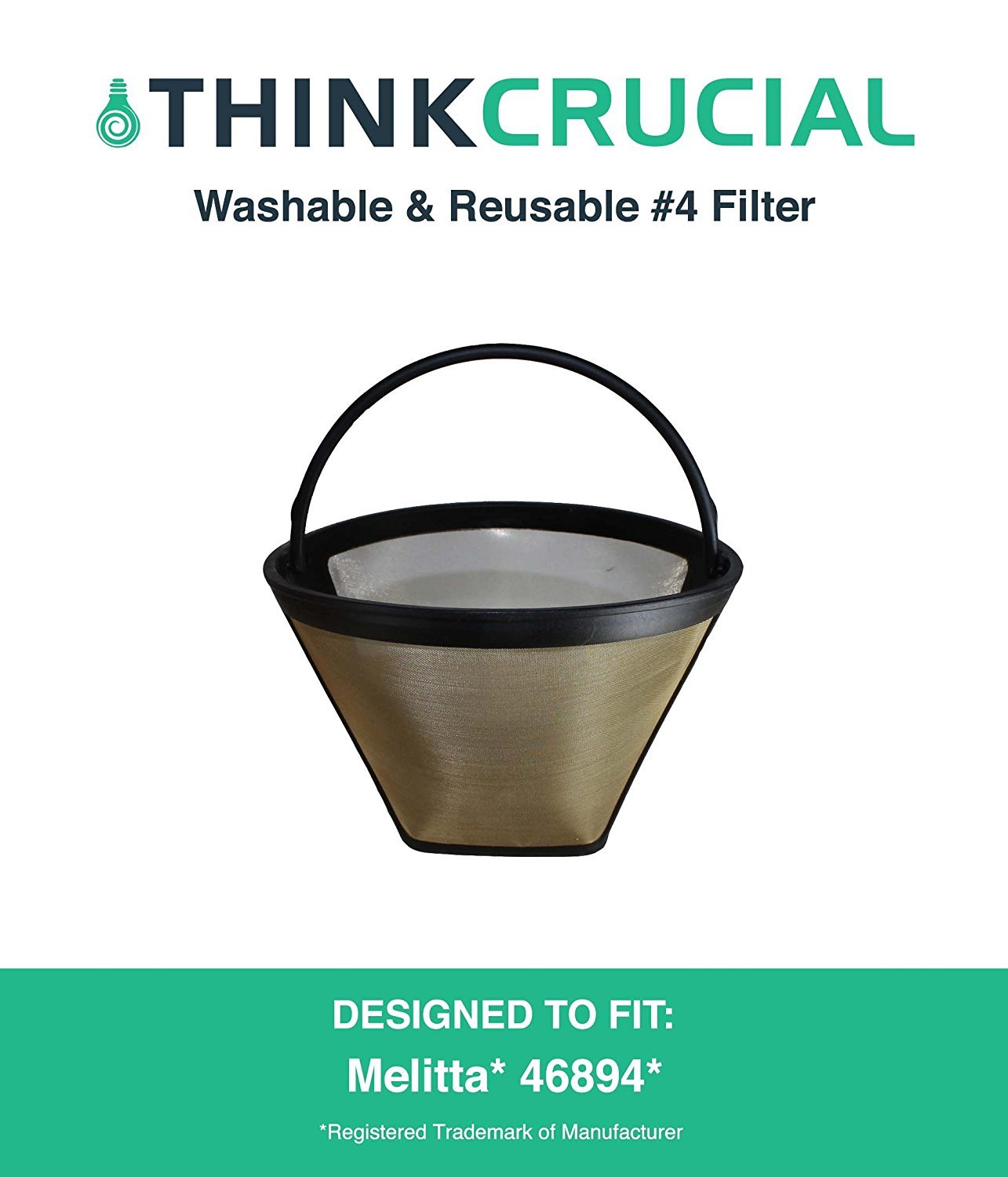 Washable & Reusable Coffee Filter 4 Cone Fits Melitta 46894 10Cup