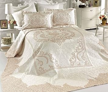 Vinaldi Turkisch Polyester Tagesdecke Set Feruze 260 X 270 Cm Beige Amazon De Kuche Haushalt