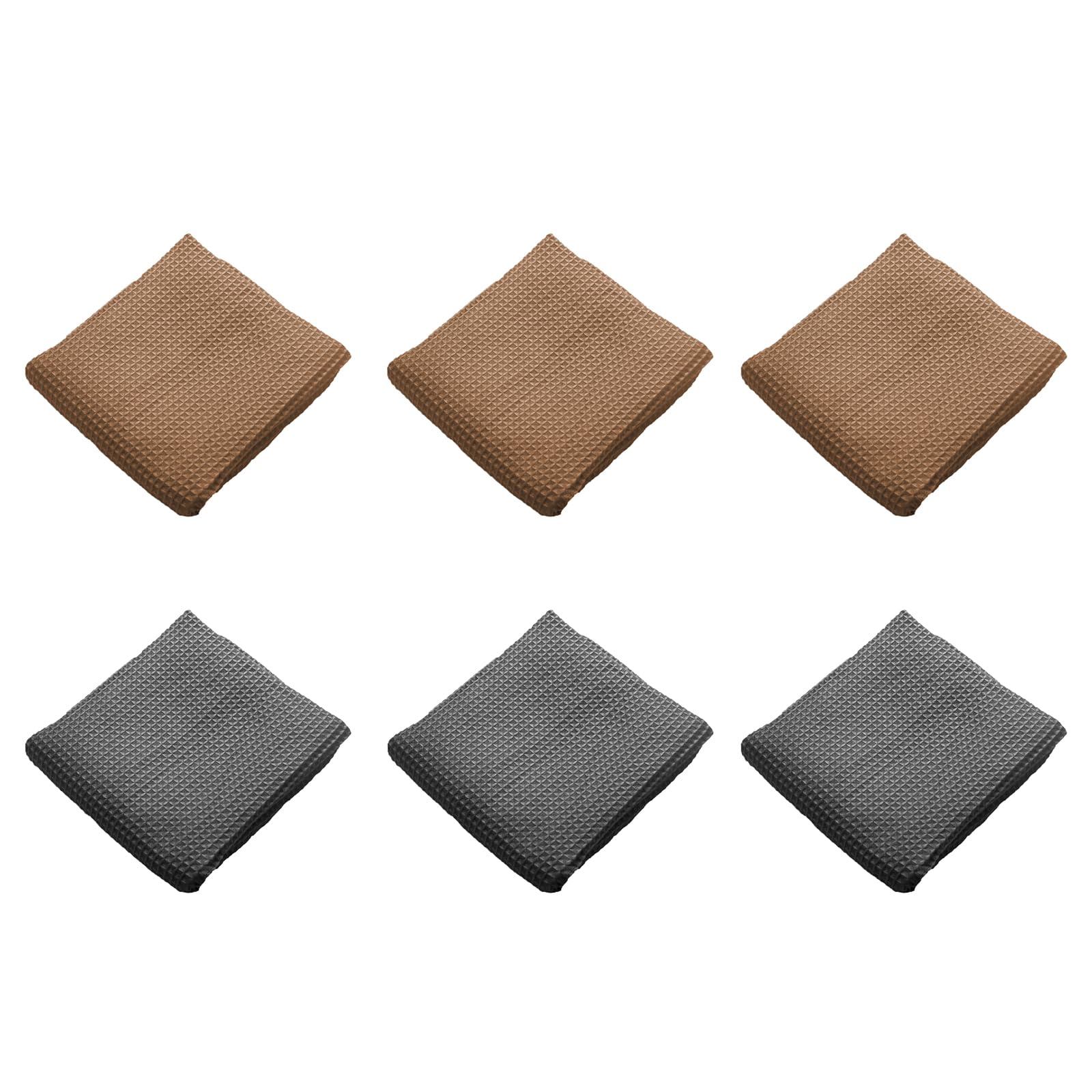 soulnioi Waffle Kitchen Dish Cloths, Microfiber Cleaning Cloth Soft and Absorbent Dish Rags Reusable Hand Towels Bar Towels, 40x40cm, Set of 6 - Grey & Coffee