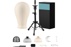Goodofferplace Wig Stand Tripod with Head, 23 Inch Foam Mannequin Wig Head Set with Table Wig Stand for Wigs Making Display,w