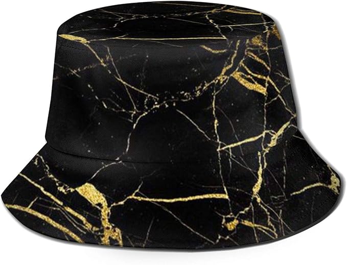 Gold Black Wallpaper Reversible Bucket Hat, Unisex Fisherman Hat