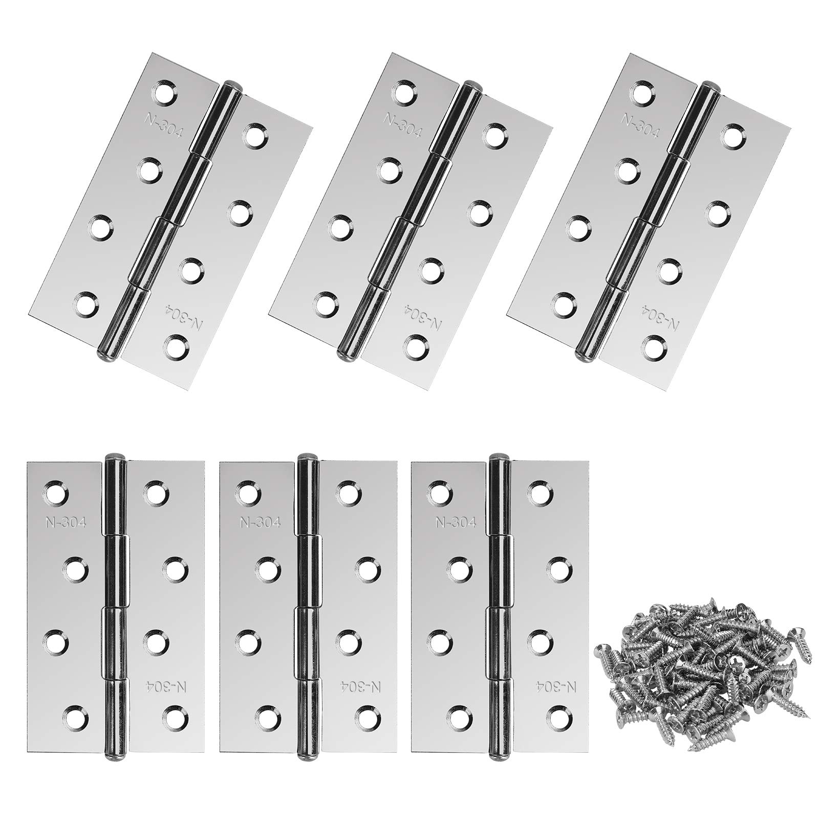 Stainless Steel Door Hinges Furniture Hinge Connectors with Screws for Home Furniture Hardware Wardrobe Door Drawer 89 x 54 mm 6 Pieces