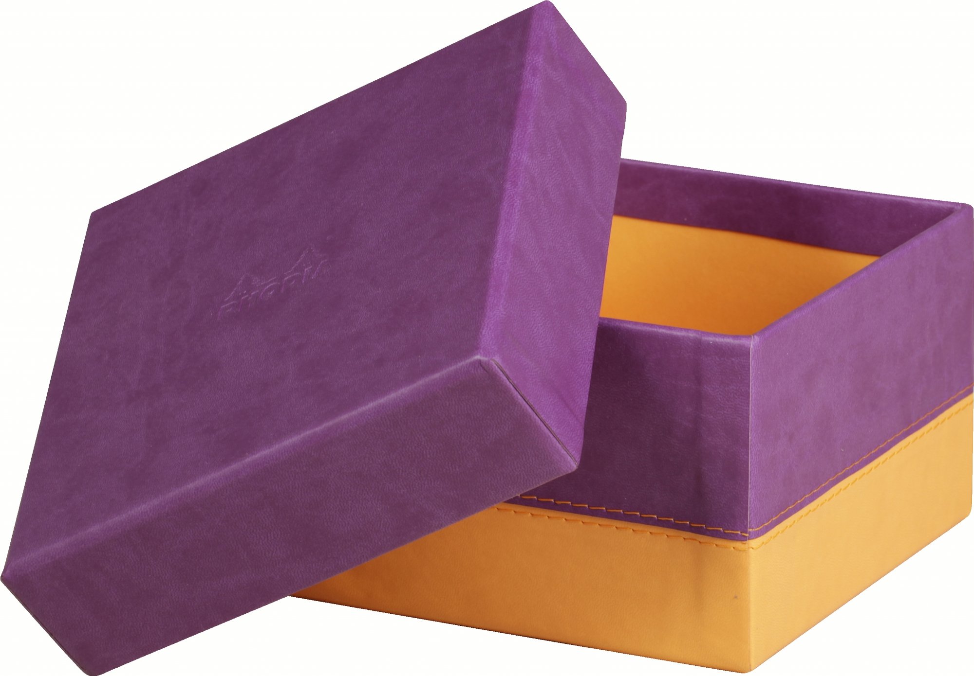 RHODIA 318980C - Set of 5 Purple Nesting Boxes - Orange Saddle Stitching - Faux Leather Exterior - Rhodiarama Home Office Collection - Office Organization & Designer Storage