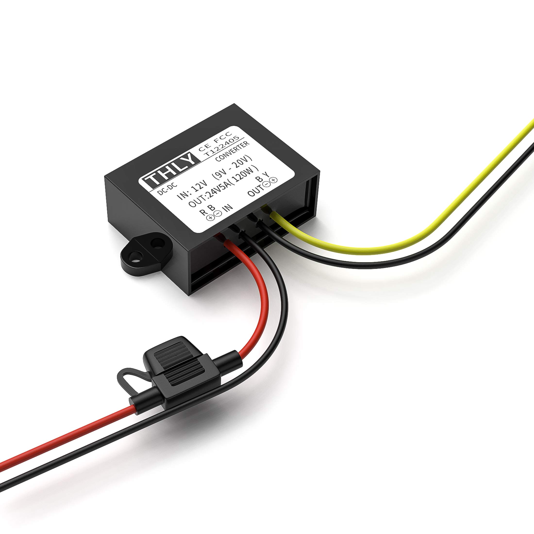 12V to 24V Voltage Converter, DC Boost Converter 5A 120W Step Up Transformer with Fuse Waterproof, DC/DC Converter for Golf Cart LED Light Motor Truck Vehicle Boat etc. (Accept DC9-20V Inputs)