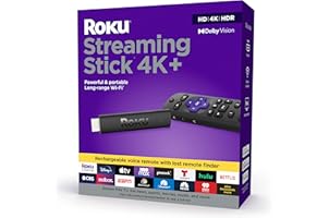 Roku Streaming Stick 4K+ (2021) Streaming Device 4K/HDR/Dolby Vision with Roku Voice Remote Pro, Black
