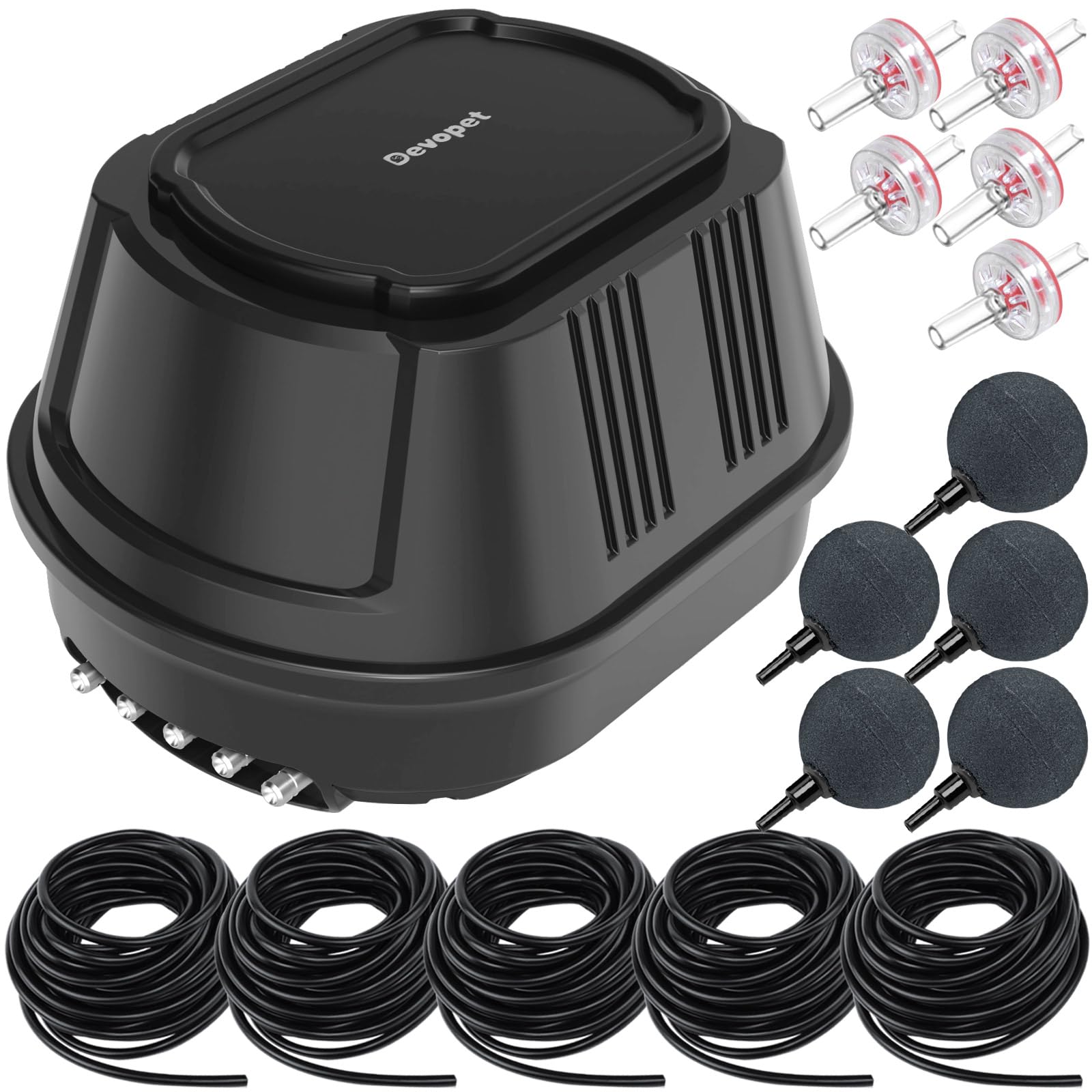 Photo 1 of Devopet Pond Aerators for Outdoor Koi Ponds, Air Pump for Pond up to 3500 Gallons, All-in-One Flow Adjustable Pond Aeration Kit Pond Deicer with Double Outlet Airline Tubing Air Stones Check Valves