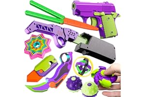 YILCER Fidget Toy Gun, 1911 Stress Shot Toy Gun Set for Adults & Kids, 3D Printed Peace Pistol Fidget Toy Anxiety Relief Items Pack, 9 PCS