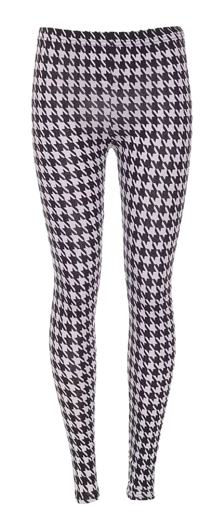 Womens Dogtooth Long Leggings Ladies 