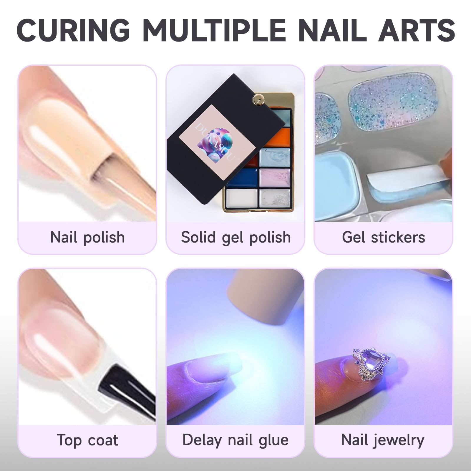 DUKASOU Handheld UV Light for Gel Nails, Portable Mini Nail Light, LED Nail Lamp for Gel Polish, Cordless Rechargeable Nail Dryer with USB for Home DIY Nail Art