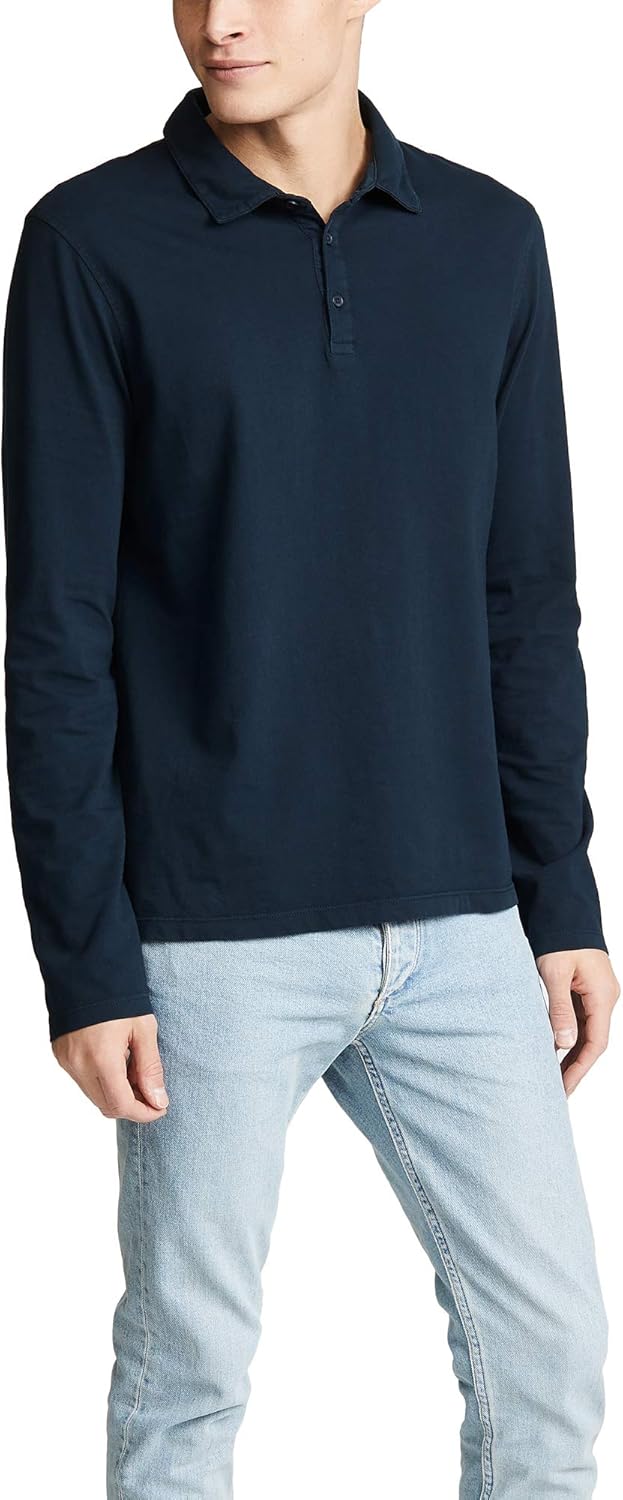 Vince Mens Garment Dyed Long Sleeve Polo Shirt