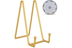 DUIJINYU 3 Pack Plate Stands for Display - 6 Inch Plate Holder Picture Frame Stand, Metal Table Easel Display Stand Gold for Pictures, Photo, Decorative Platter, Book, Plaque, and Tabletop Art