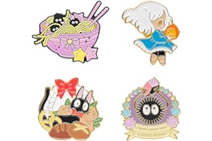 FLYEMMET Cute Enamel Pins for Backpacks, Kawaii Anime Fish Fox Rabbit Bee Cartoon Pins for Kids, Lapel Pin Set Badges for DIY