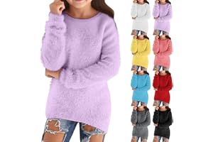 AIMAOMI Girls Sweaters Kids Crewneck Long Sleeve Pleated Pullover Sweater Fall Winter Fashion Clothes