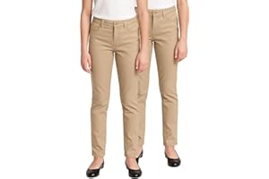dELiA*s Girls School Uniform Pants - 2 Pack Stretch Twill Basic Khaki Pants Jeggings and Flare Uniform Pants for Girls (4-16)