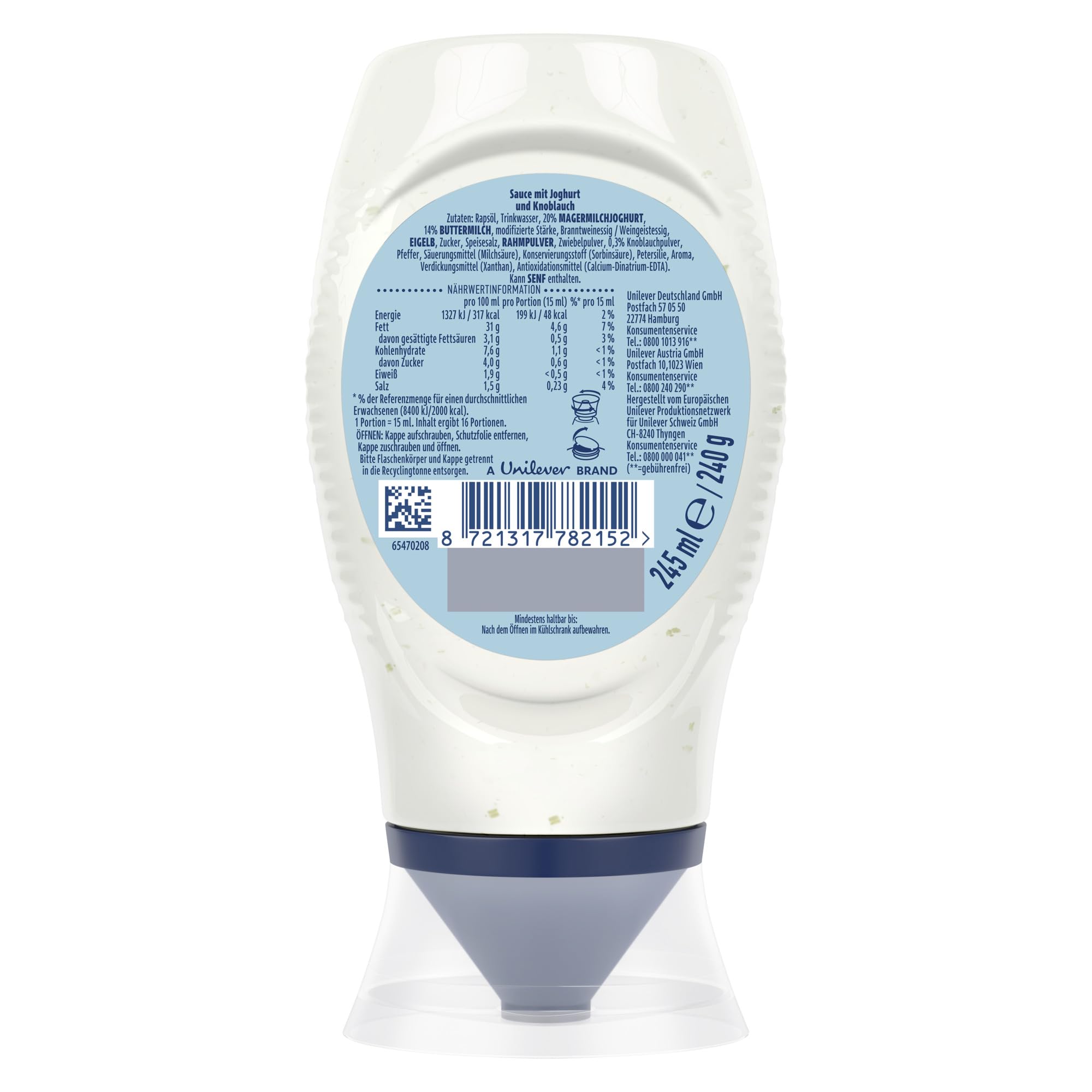 Hellmann's Classic Ranch Sauce cremige und würzige Grillsauce mit Buttermilch und Knoblauch 245 ml 3