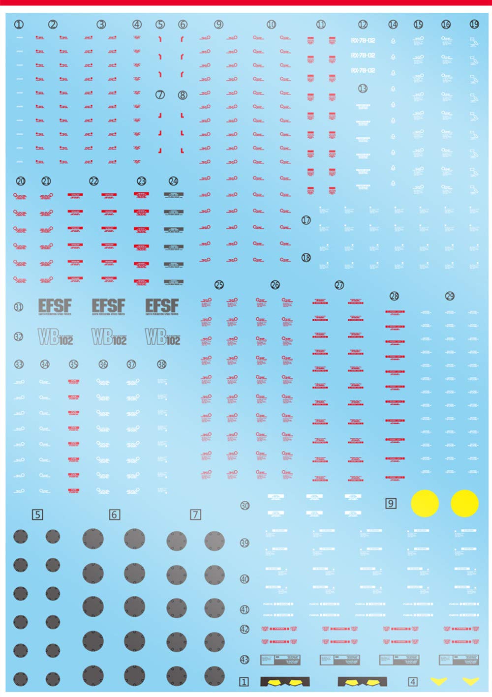 Decals Decal Fits Bandai Gundam HG GTO RX-78-01[N] / RAG-79-G1 / RX-78-01 FSD 1/144 Scale