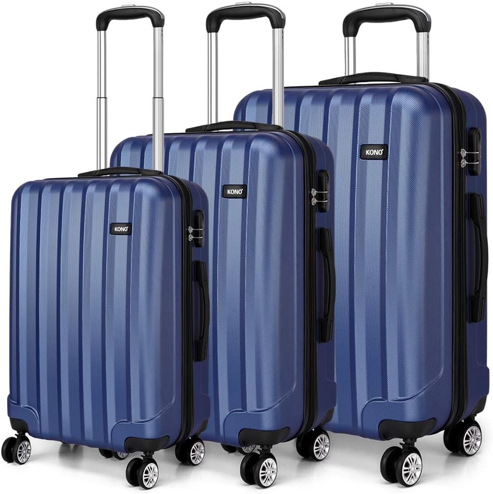 Kono Fashion Travel Luggage Set of 3 Piece Hard Shell Light Weight ABS