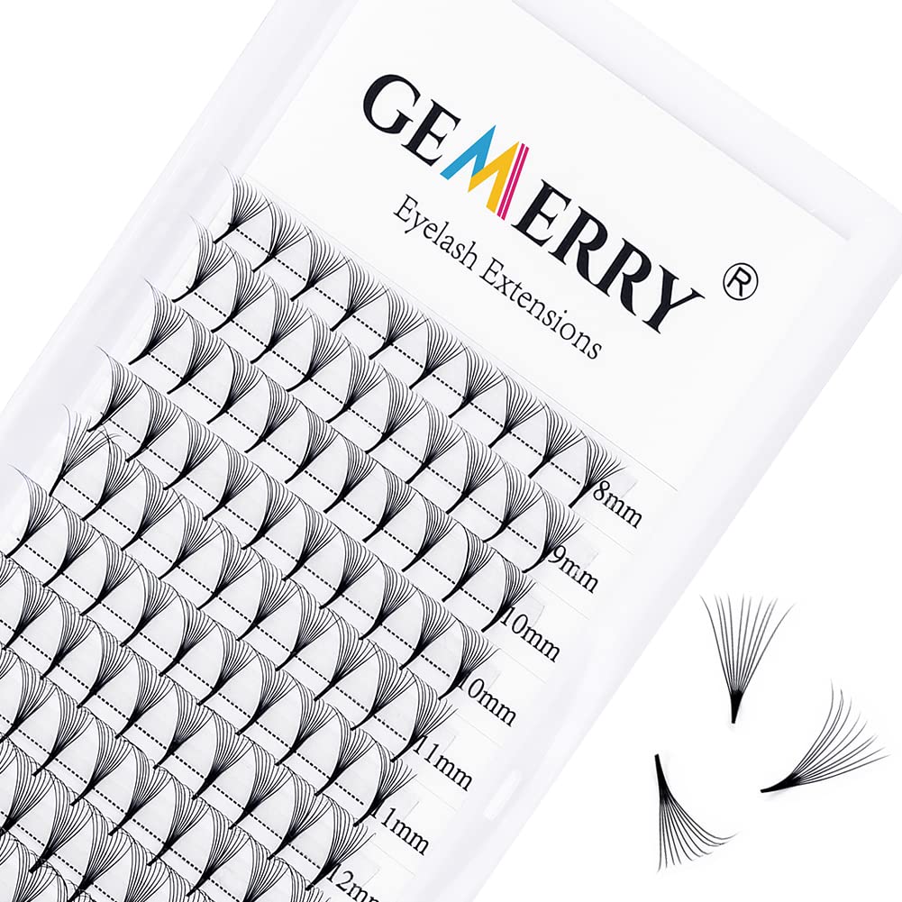 Pre Made Fan Eyelash Extensions 10D Fans 0.07mm C Curl 8-14mm Mix 10D Cluster Eyelash Extension Premade Fans Volume Russian Individual Lashes Cluster Gemerry Fan Lash Extensions(0.07-10D-C curl-Mix)