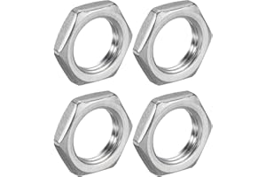 uxcell 4Pcs Cast Pipe Fitting Hex Locknut, 304 Stainless Steel Hex Lock Nut PT 1/2" Female Thread for Plumbing Fixed, Water Broom and Undercarriage Cleaner, 1.14"x0.26"(ODxT)