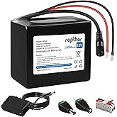 Rapthor Rechargeable 12V 10000mAh Lithium ion Battery Pack with 12.6V 2A Fast Charger for 12V Devices with DC5521 Port, DIY Project, Router, Radio, LED Light Strip, CCTV Camera, Telescope etc