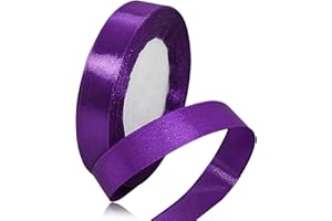AHOMAME Purple Satin Ribbon 5/8 Inches x 25 Yards, Solid Color Fabric Ribbon for Gift Wrapping, Crafts, Hair Bows Making, Wreath, Wedding Party Decoration and Sewing Projects