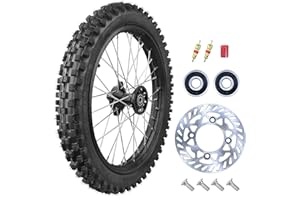 RUIQIMOTO 2.50-14 60/100-14 Dirt Bike Front Rim Wheel Tire With 12-15mm Bearing for 50cc 70cc 110cc 125cc SSR125 TTR90 TTR110 CRF70 XR70 KLX110 RM65 Apollo TaoTao DB14 Coolster Pit Bike Motorcycle