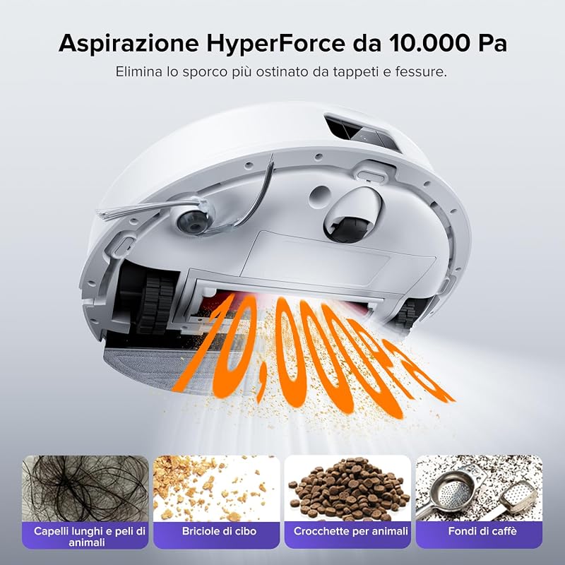 Q10 S5+ Set Robot Aspirapolvere 10.000Pa, Panno Sollevabile,Bianco