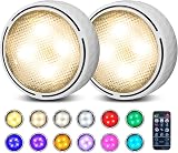 Onumii Under Cabinet LED Lights Battery Powered Remote RGB Puck Lights 2 Pack
