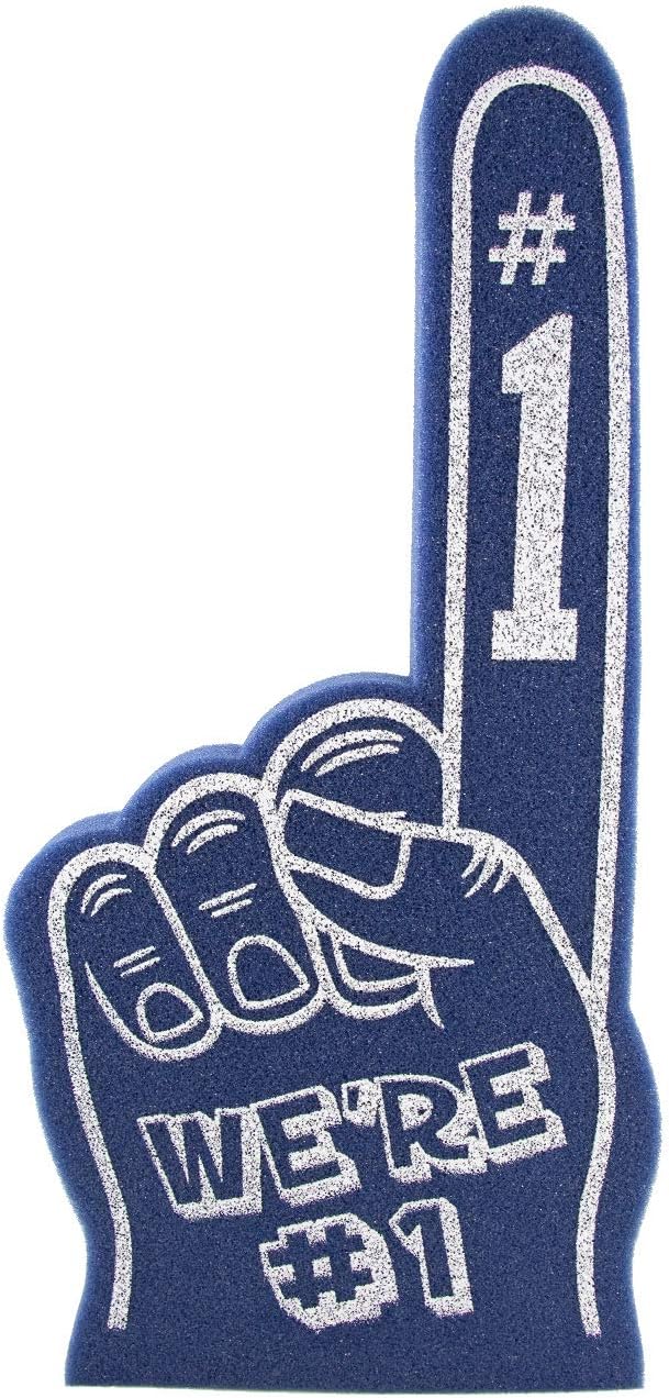 FUNSTITUTION Foam Finger We're Number 1- Large Giant 18 inch for All Occasions Cheerleading Pompom Football, Sports, Birthdays and Concerts – Lightweight and Durable Hand in Vibrant Colors (Navy) : Sports & Outdoors