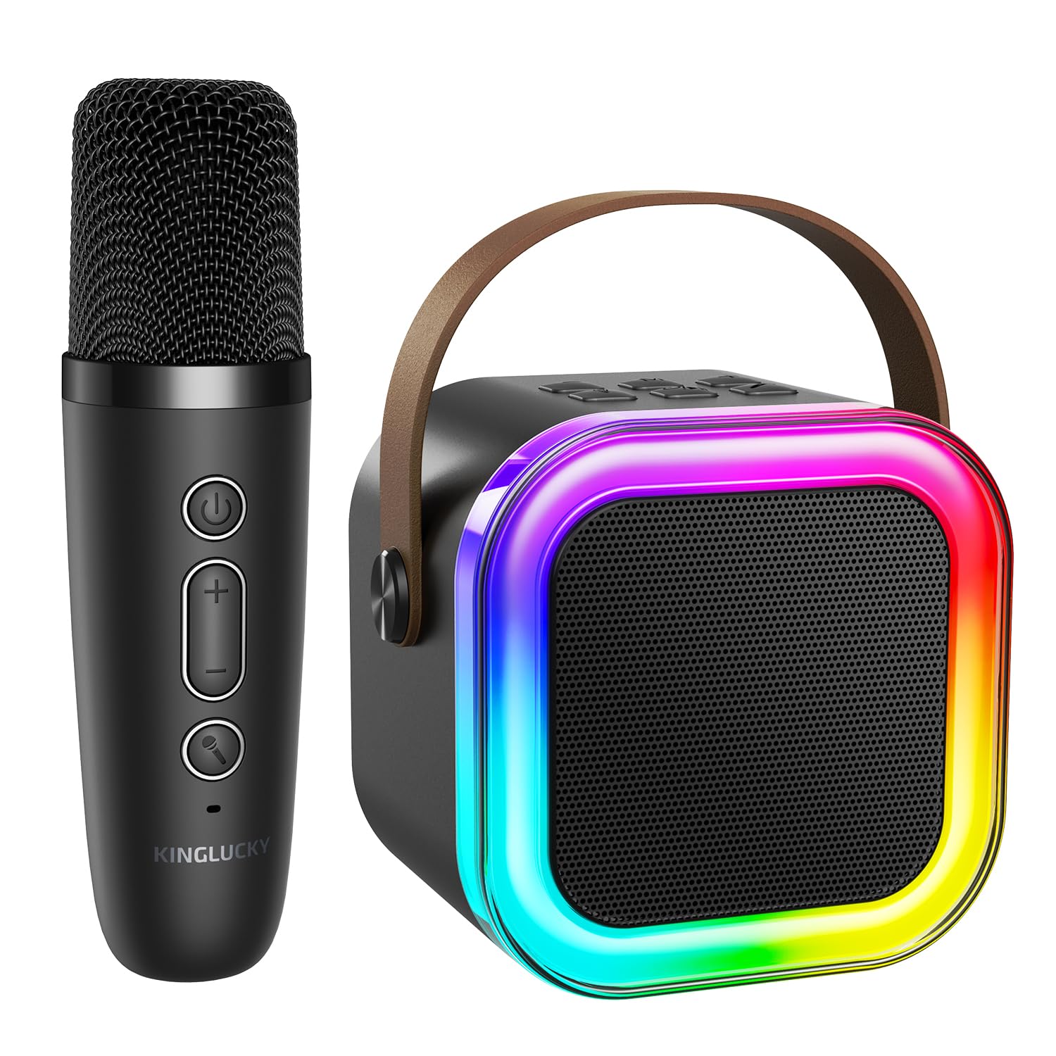 Kinglucky Mini Karaoke Machine for Kids, 2025 TOP Birthday Gifts Ideas for 3-12 Year Old Girls, Christmas Party Gifts Kids' Personal Video Players Accessories with Wireless Microphone - Black