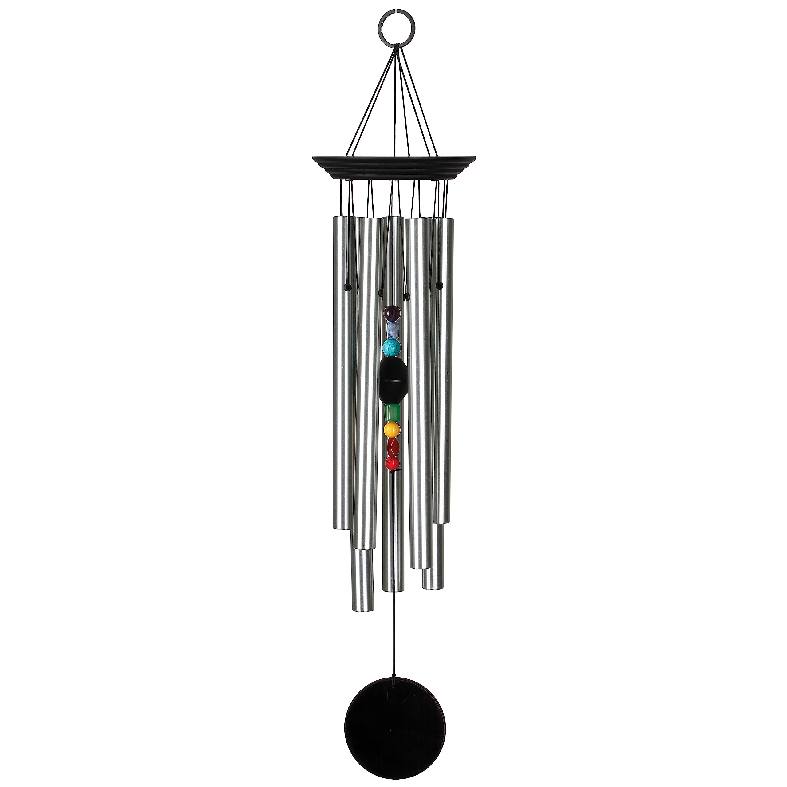 Woodstock Chimes CC7L Chakra Chime Seven Stones, Silver, 24"