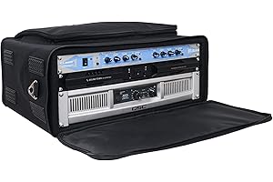 Sound Town Portable 4U Rack Bag, Soft Rack Case with 14" Rackable Depth, Plywood Rack Frame, Shoulder Strap, Accessory Pocket (STRB-416B)
