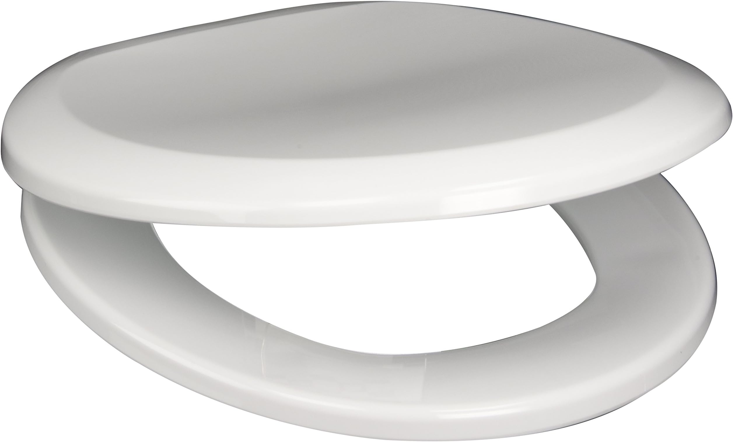 PlumbTech 260-04 Premium Slow Close Round Toilet Seat with Adjustable Hinge, Cotton White