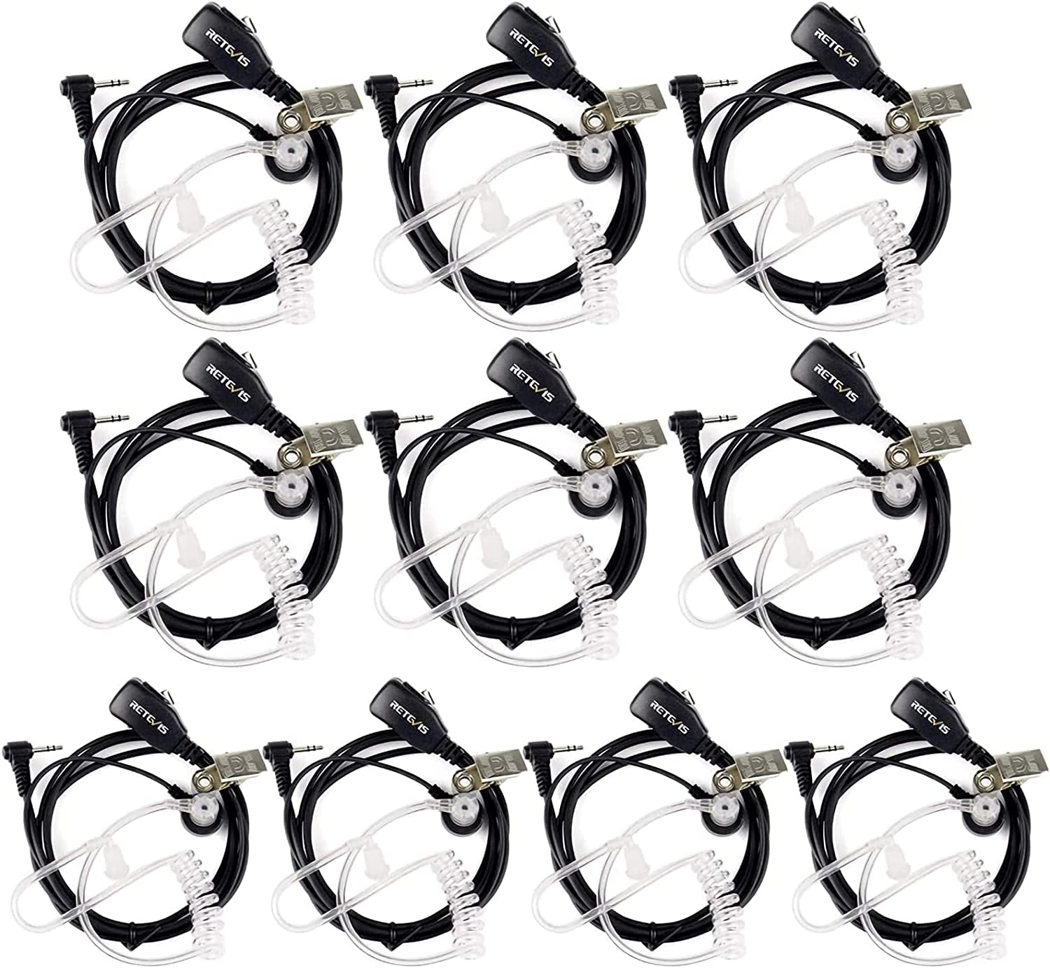 Retevis Walkie Talkie Earpiece with PPT Mic, 1 Pin 2.5mm Security Bodyguard Headset Compatible RT45 Motorola T82 T92 TKLR T3 T5 T6 T7 T8 T9 T6210 H20 Walkie Talkie (10 Pcs)