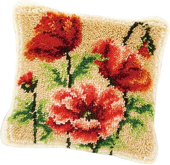 Flower Latch Hook Kit Rug DIY Needle Craft Shaggy Kids Rug 16X16 inch