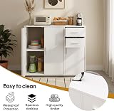 Panana Sideboard Storage Cupboard Cabinet Unit with Doors and Drawers White view 5