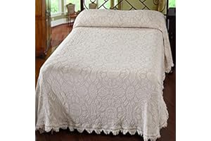 Maine Heritage Weavers Colonial Rose Bedspread, Twin, White