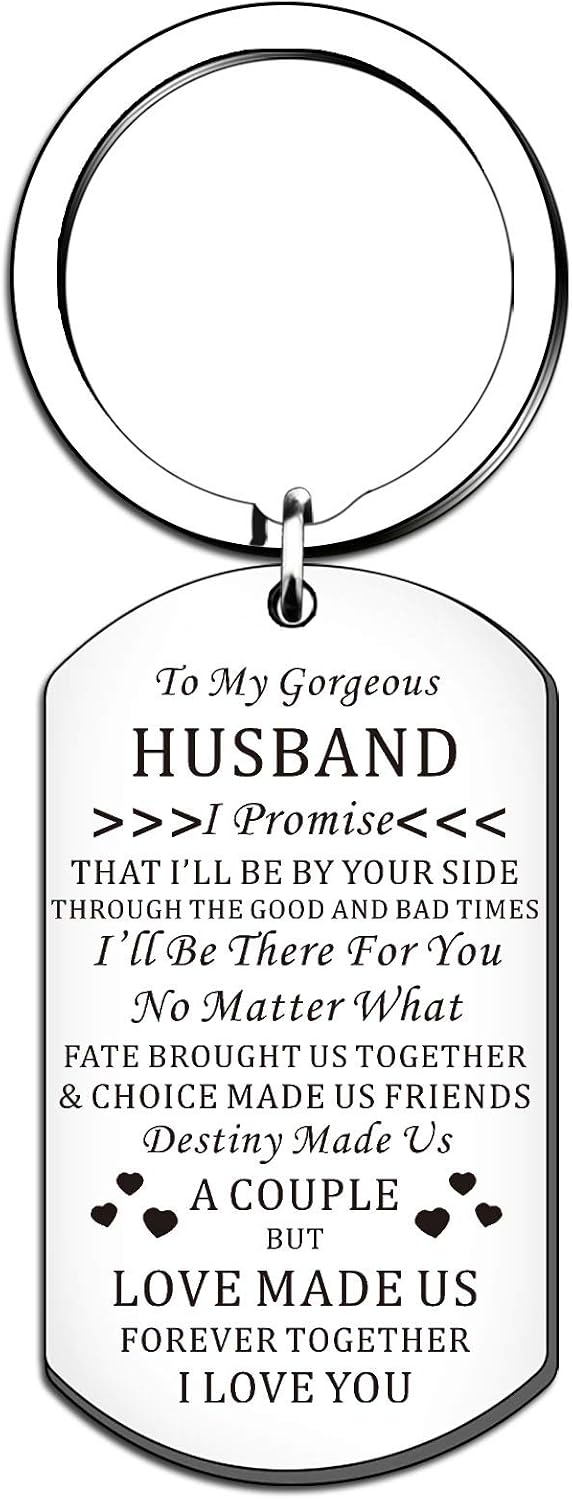HULALA To MY Gorgeous Husband Keyring Valentines Gifts For Him I Love You Romantic Couple Men Keychain Birthday Anniversary Presents