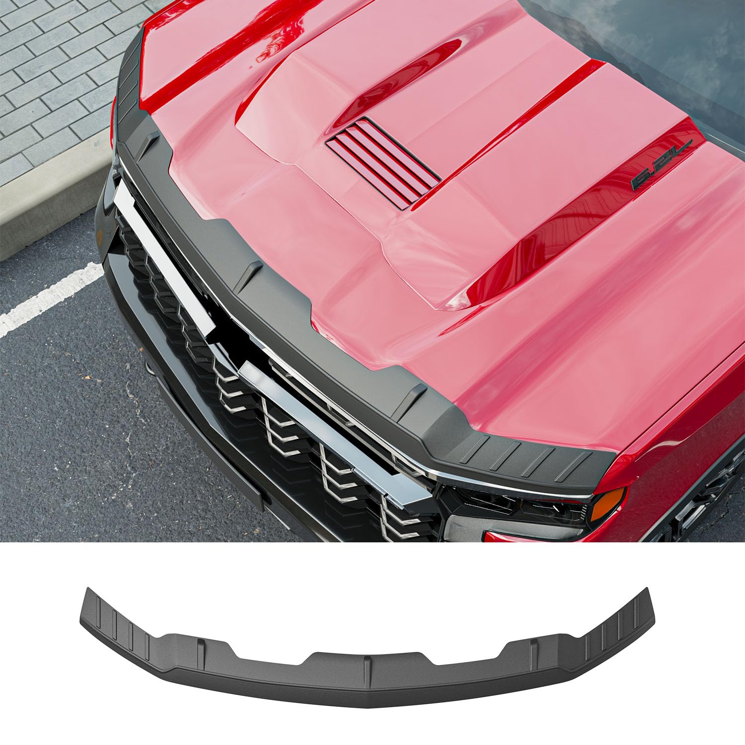 Photo 1 of CZmenghe Hood Deflector Compatible with 2019-2025 Chevy Silverado 1500 Hood Protector TPE Hood Shield Replacement for 2019-2025 Chevy Silverado Accessories