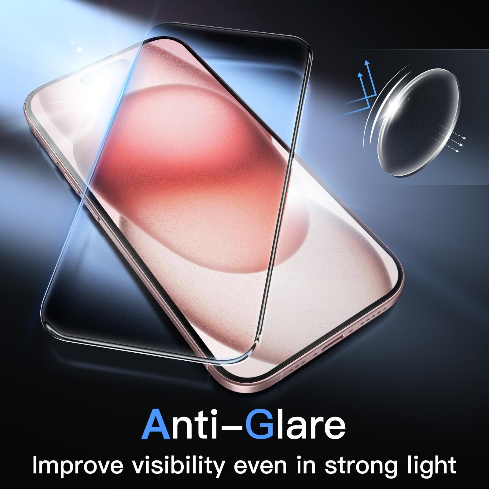 Matte Screen Protector for iPhone 15 / 15 Plus / 15 Pro / 15 Pro Max, 2-Pack