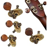 4Pcs Vintage Ukulele Tuning Pegs, Classical Machine Heads Tuners 2R+2L | Lock String Tuning Pegs , Elegant Rosewood &amp; Bronze Zinc Alloy Ukulele Tuners for 4 String Ukulele Guitar