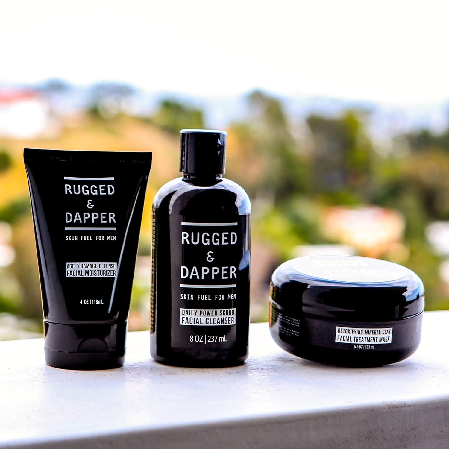 RUGGED & DAPPER All-In-One Essential Skincare Set for Men, Kit Includes Daily Facial Scrub Cleanser, Moisturizer Aftershave Lotion and Detox Face Mask : Beauty